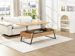 Mesa De Centro*Vente-unique Mesa de centro com tampo elevável folheado de carvalho - Natural - EBENORA Natural claro