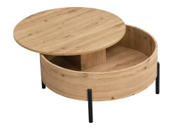 Mesa De Centro*Vente-unique Mesa de centro com tampo giratório MDF e aço natural - YEMELIA Natural claro