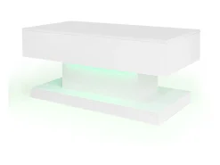 Mesa De Centro|Hauss Spole Mesa de centro com tampo elevatório, acabamento brilhante, iluminação LED e espaço de arrumação - Branco