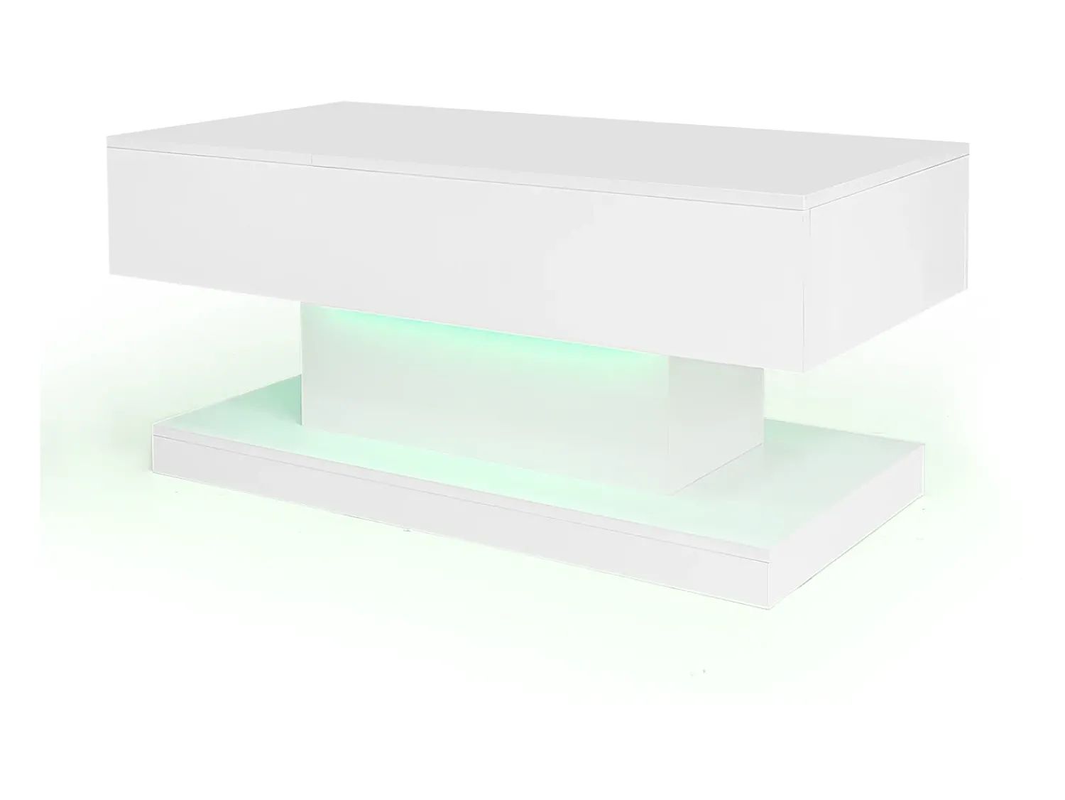 Mesa De Centro|Hauss Spole Mesa de centro com tampo elevatório, acabamento brilhante, iluminação LED e espaço de arrumação - Branco