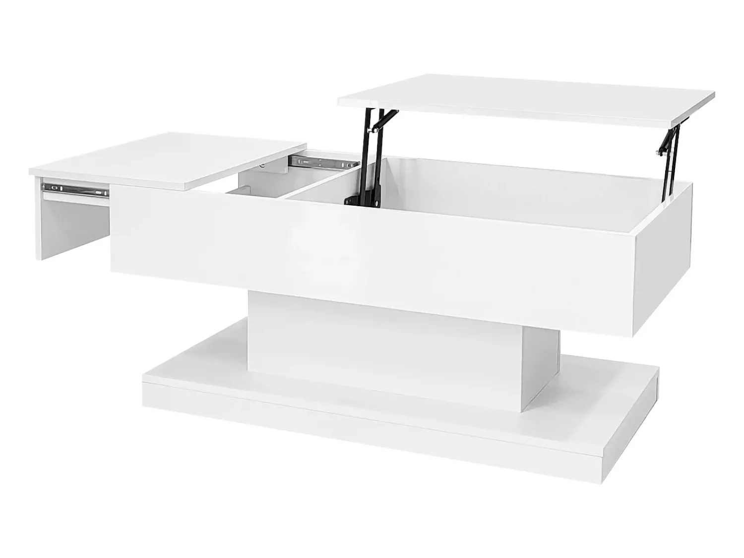 Mesa De Centro|Hauss Spole Mesa de centro com tampo elevatório, acabamento brilhante, iluminação LED e espaço de arrumação - Branco