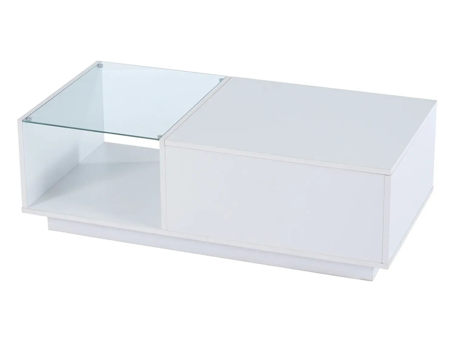 Mesa De Centro|Hauss Spole Mesa de centro com tampo elevatório e LED, arrumação integrada, em lacado brilhante Branco