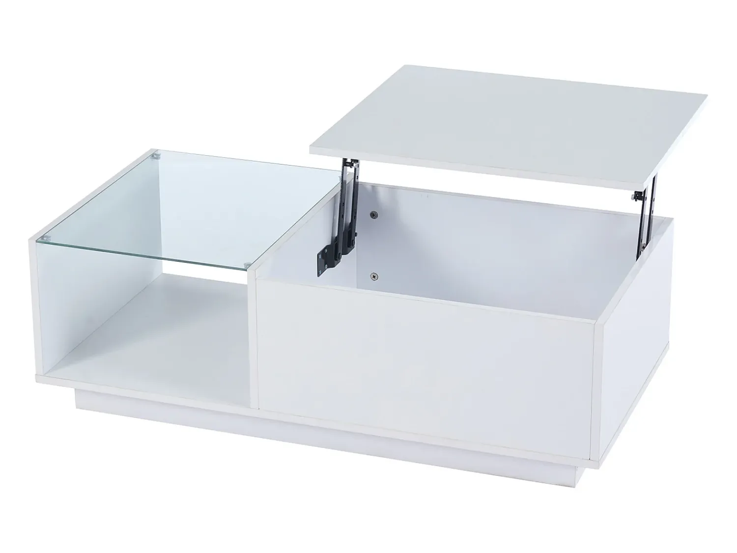 Mesa De Centro|Hauss Spole Mesa de centro com tampo elevatório e LED, arrumação integrada, em lacado brilhante Branco
