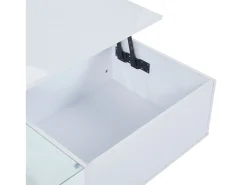 Mesa De Centro|Hauss Spole Mesa de centro com tampo elevatório e LED, arrumação integrada, em lacado brilhante Branco