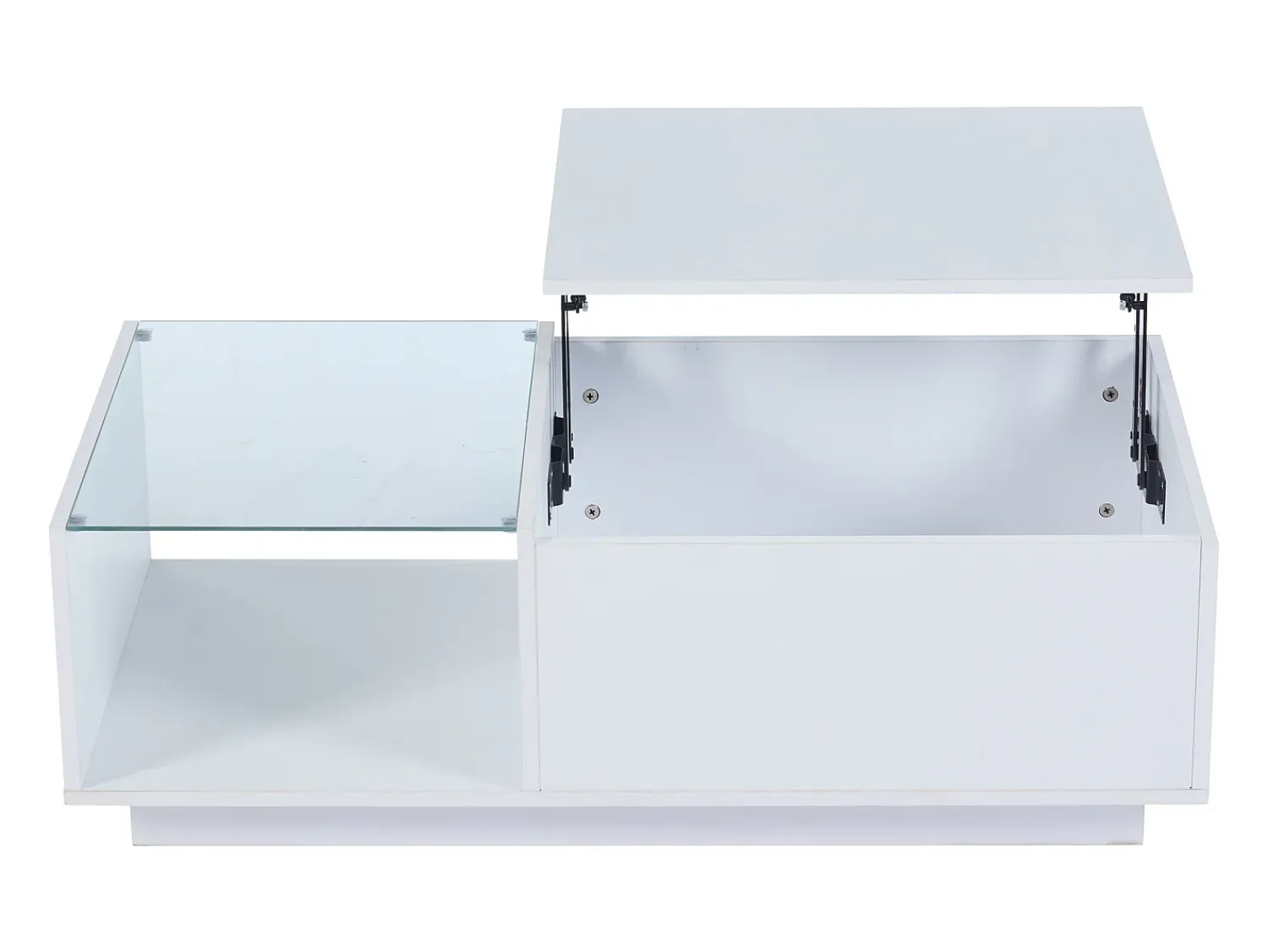 Mesa De Centro|Hauss Spole Mesa de centro com tampo elevatório e LED, arrumação integrada, em lacado brilhante Branco