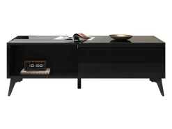 Mesa De Centro|Merax Mesa de centro com tampo elevável e acabamento brilhante - 110 x 50 x 48 cm - com prateleira e porta - aglomerado - preta Preto