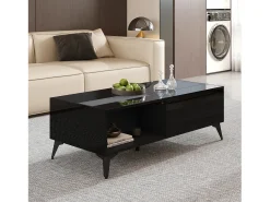 Mesa De Centro|Merax Mesa de centro com tampo elevável e acabamento brilhante - 110 x 50 x 48 cm - com prateleira e porta - aglomerado - preta Preto
