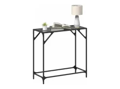 New Mesa de centro com tampo em vidro 80x35x81 cm aço PT331285 Preto