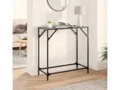 New Mesa de centro com tampo em vidro 80x35x81 cm aço PT331285 Preto