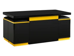 Clearance Hauss Spole Mesa de centro com tampo elevável, 2 gavetas e 4 bancos com espaço para arrumação - Acabamento brilhante - e amarelo Preto