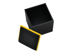 Clearance Hauss Spole Mesa de centro com tampo elevável, 2 gavetas e 4 bancos com espaço para arrumação - Acabamento brilhante - e amarelo Preto
