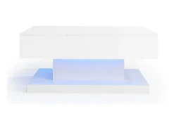 Merax Mesa de centro com tampo elevatório - 100 x 50 x 45 cm - LEDs - Aglomerado e metal - brilhante^ Mesa De Centro
