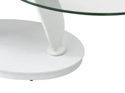 Mesa De Centro|Maison Céphy Mesa de centro com tampos giratórios cerâmica, vidro temperado e metal branco - MANEYA Transparente / Branco
