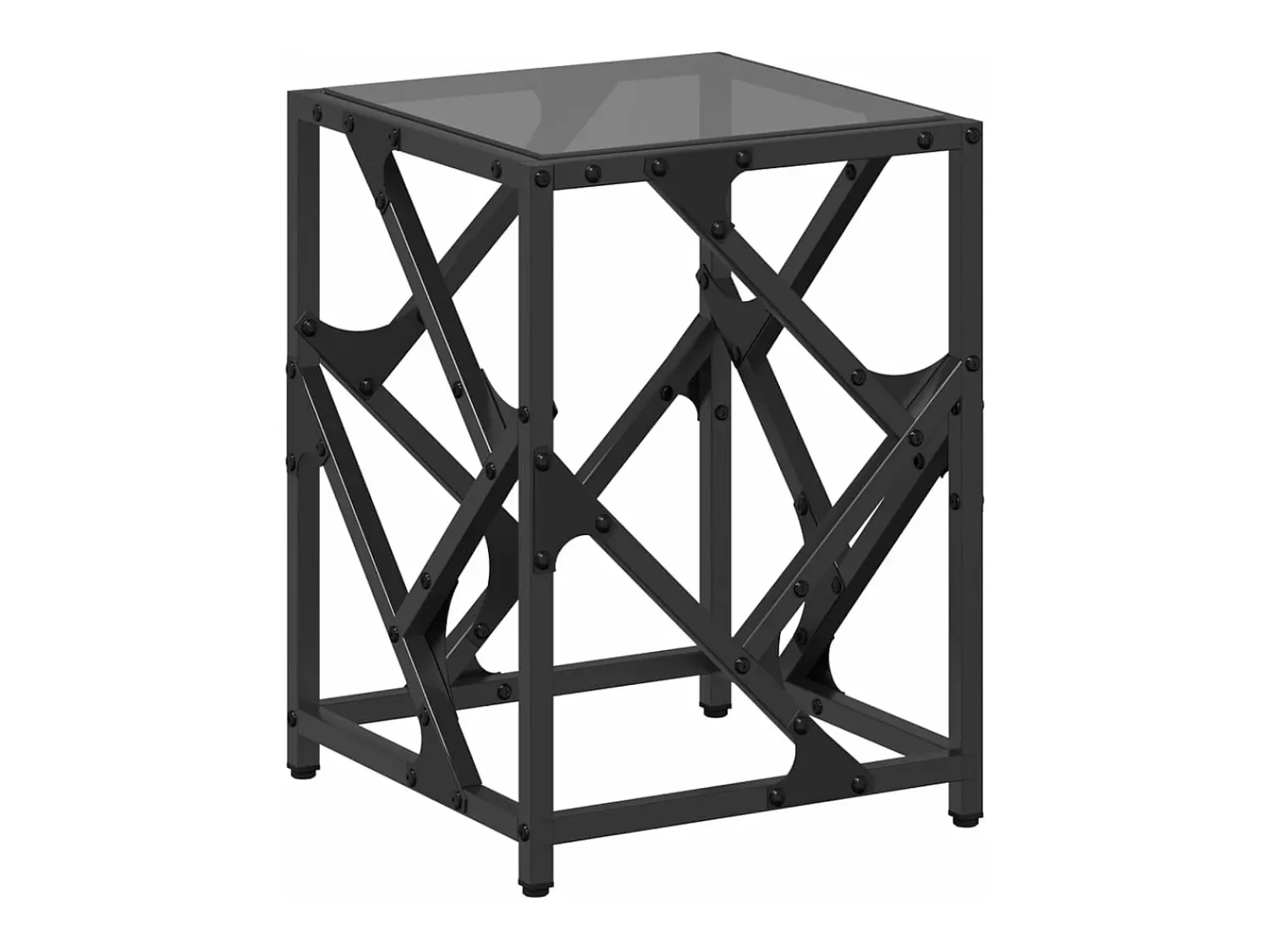 vidaxl Mesa de centro com topo em vidro 30x30x41 cm aço^ Mesa De Centro
