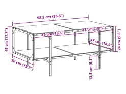 Sale vidaxl Mesa de centro com topo em vidro 98,5x50x45 cm aço Preto