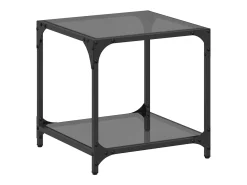 vidaxl Mesa de centro com topo em vidro 40x40x40 cm aço^ Mesa De Centro