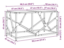 Mesa De Centro|vidaxl Mesa de centro com topo em vidro 98,5x50x41 cm aço Preto
