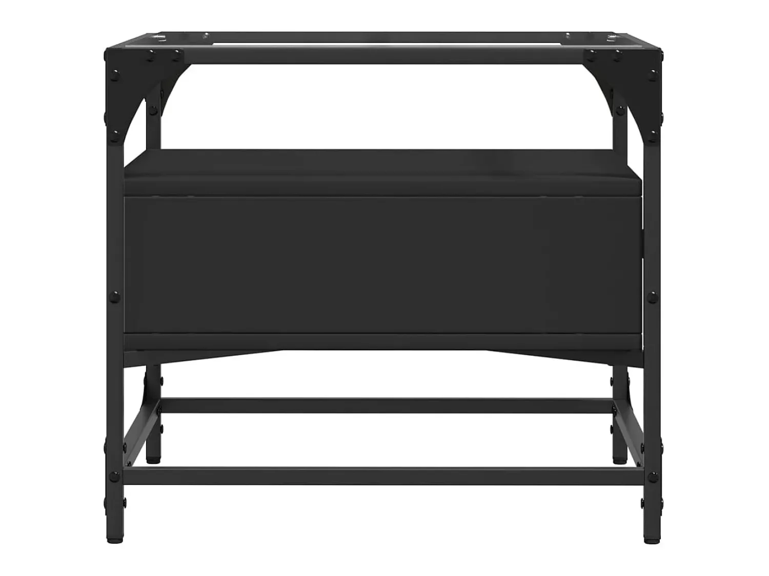 Mesa De Centro| Mesa de centro com topo em vidro 50x50x45 cm aço PT298786 Preto