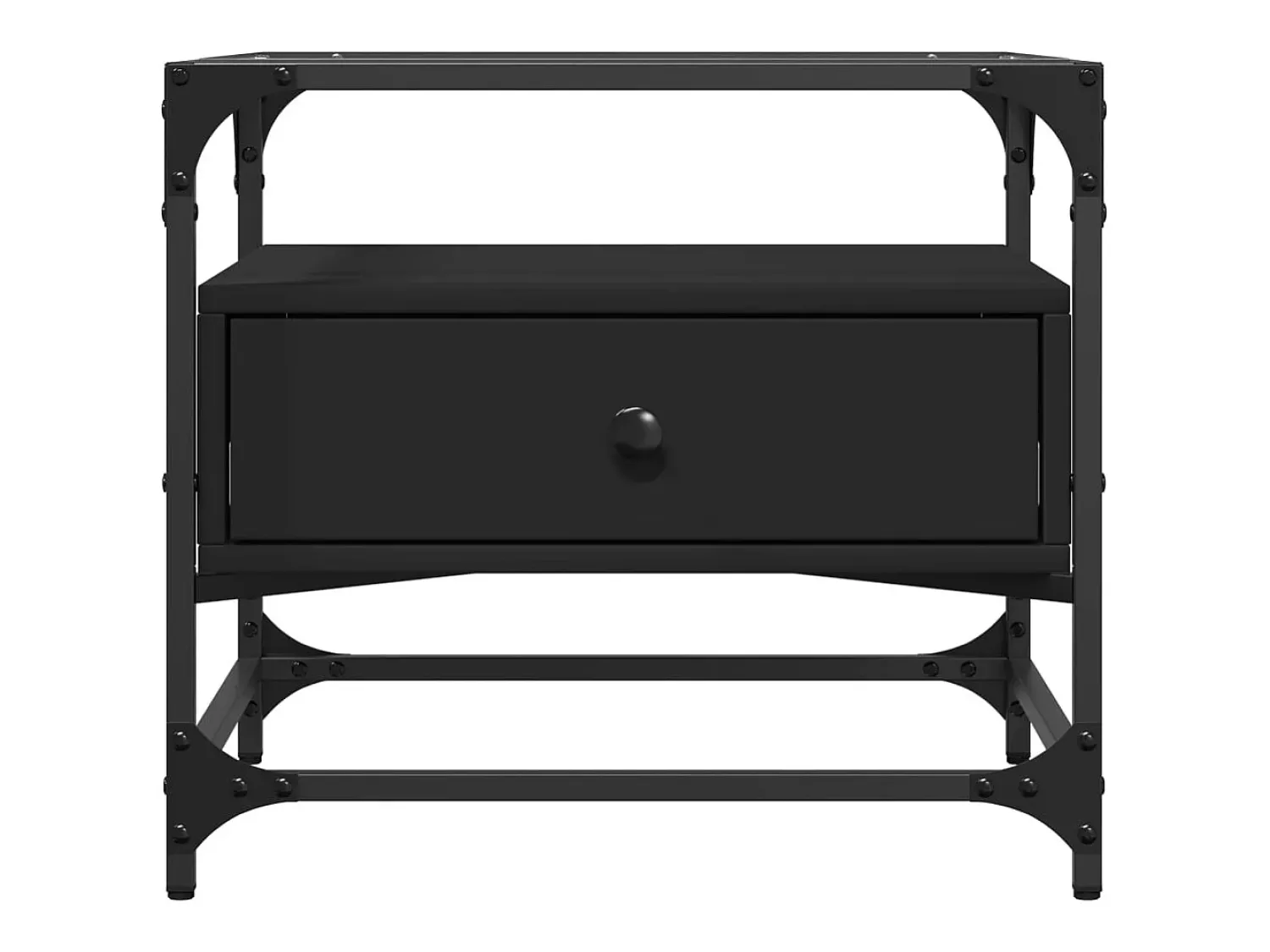 Mesa De Centro| Mesa de centro com topo em vidro 50x50x45 cm aço PT298786 Preto