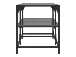 Clearance Mesa de centro com topo em vidro 78,5x40x45 cm aço PT818808 Preto