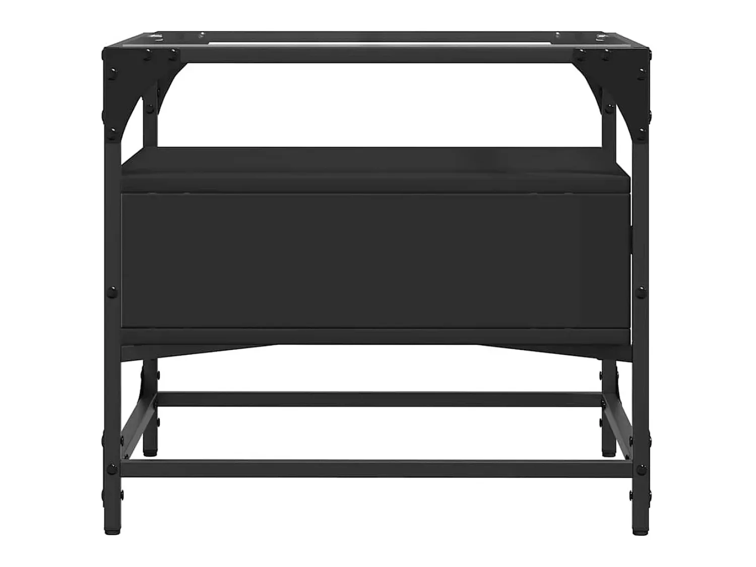 Clearance vidaxl Mesa de centro com topo em vidro 50x50x45 cm aço Preto