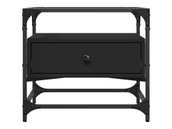 Clearance vidaxl Mesa de centro com topo em vidro 50x50x45 cm aço Preto