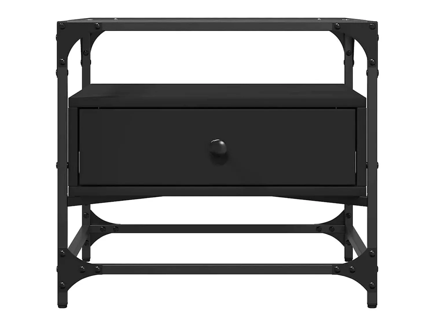 Clearance vidaxl Mesa de centro com topo em vidro 50x50x45 cm aço Preto