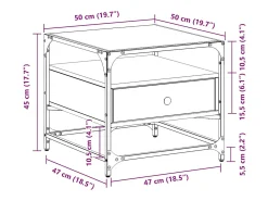 Clearance vidaxl Mesa de centro com topo em vidro 50x50x45 cm aço Preto