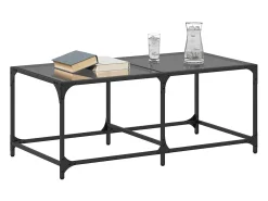 Mesa de centro com topo em vidro 98,5x50x40 cm aço PT985452 Preto