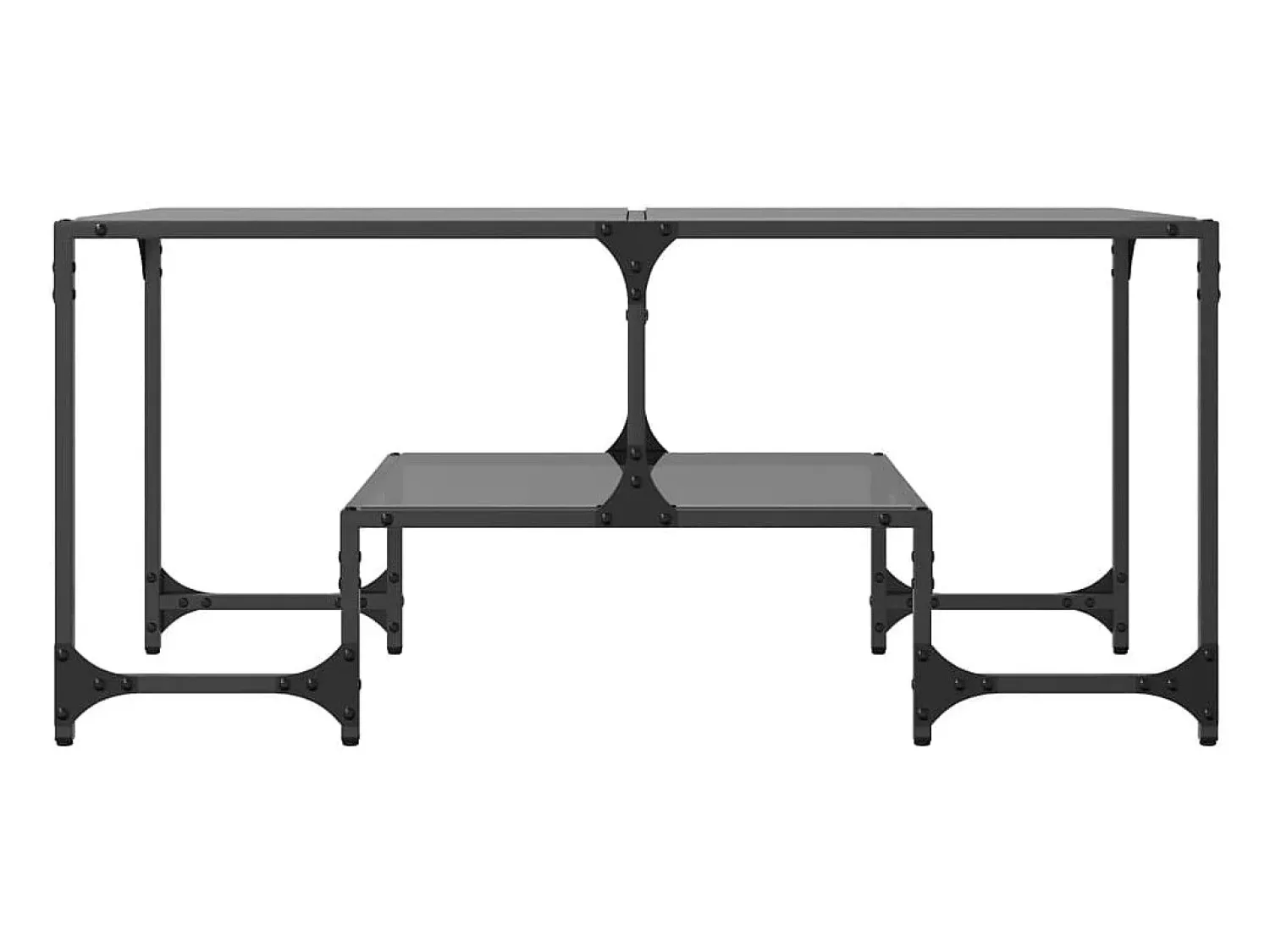 New vidaxl Mesa de centro com topo em vidro 98,5x50x45 cm aço Preto