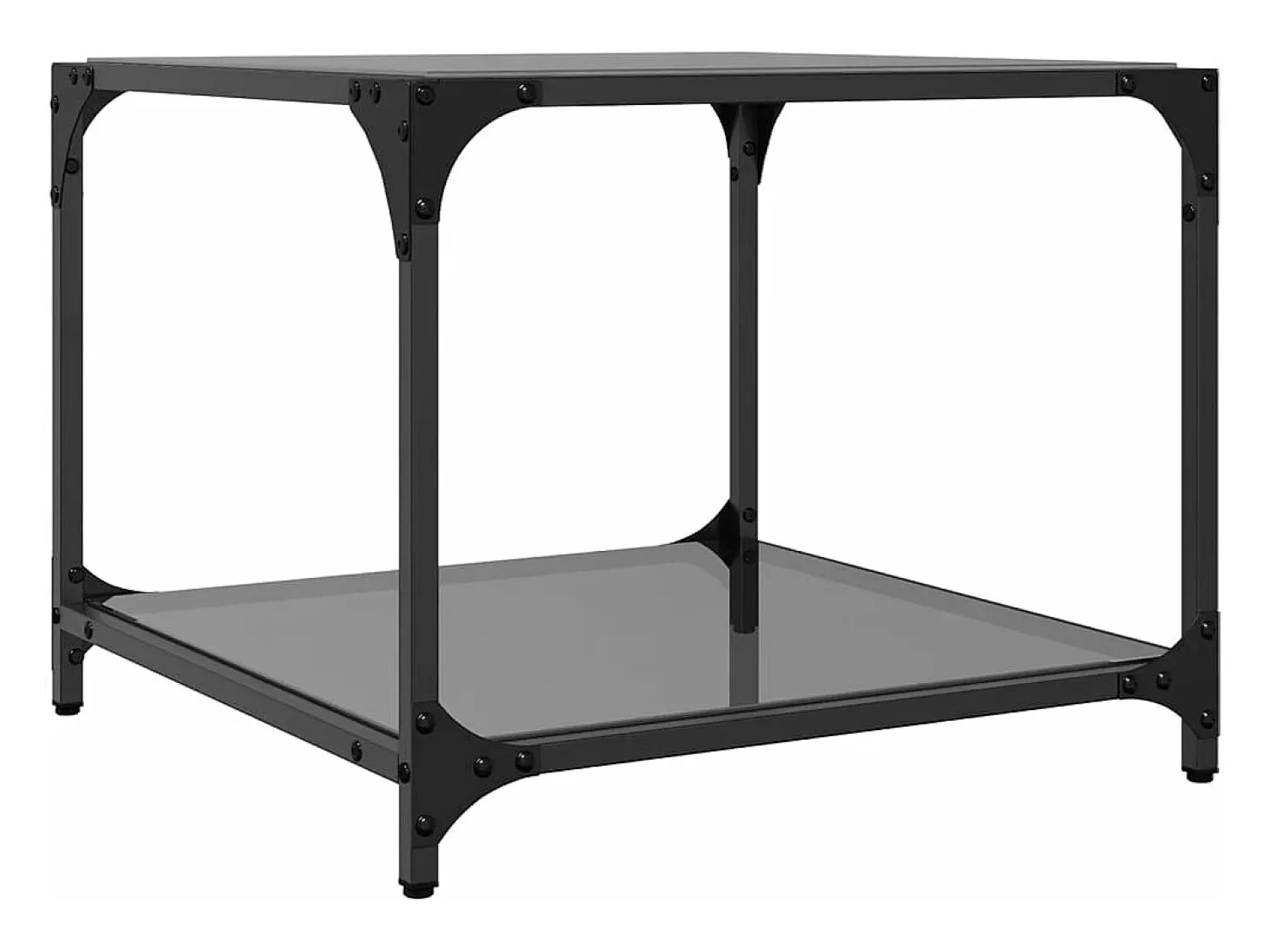 Clearance vidaxl Mesa de centro com topo em vidro 50x50x40 cm aço Preto