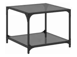 Clearance vidaxl Mesa de centro com topo em vidro 50x50x40 cm aço Preto