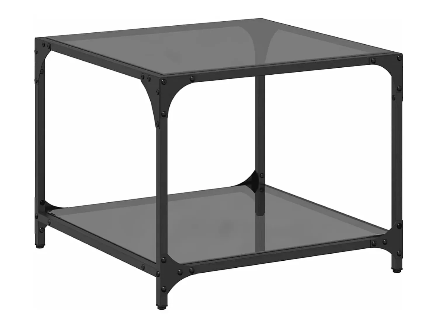 Clearance vidaxl Mesa de centro com topo em vidro 50x50x40 cm aço Preto