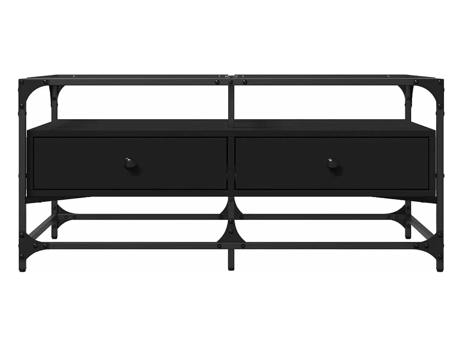 Mesa De Centro|vidaxl Mesa de centro com topo em vidro 98,5x50x45 cm aço Preto