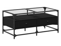 Mesa De Centro|vidaxl Mesa de centro com topo em vidro 98,5x50x45 cm aço Preto