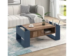ModernLuxe Mesa de centro com uma gaveta - estilo industrial - Castanho e Preto^ Mesa De Centro