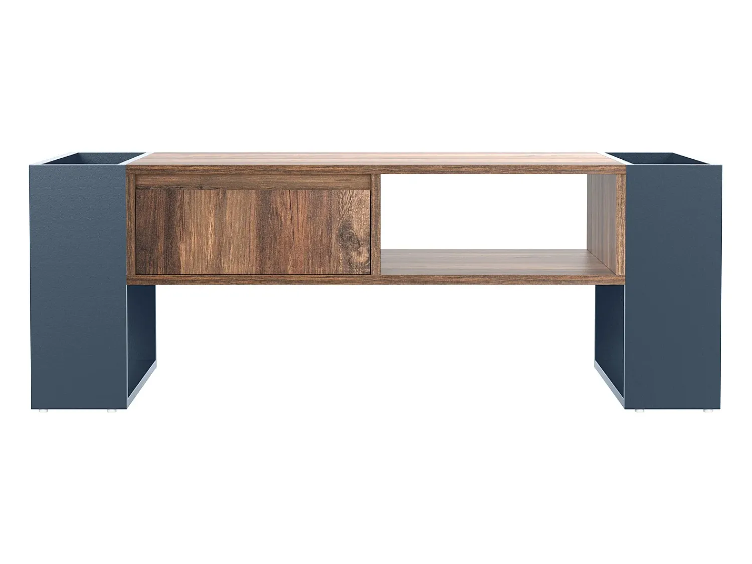 ModernLuxe Mesa de centro com uma gaveta - estilo industrial - Castanho e Preto^ Mesa De Centro