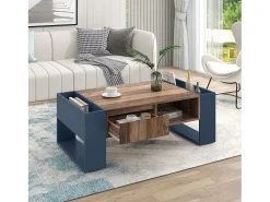 ModernLuxe Mesa de centro com uma gaveta - estilo industrial - Castanho e Preto^ Mesa De Centro