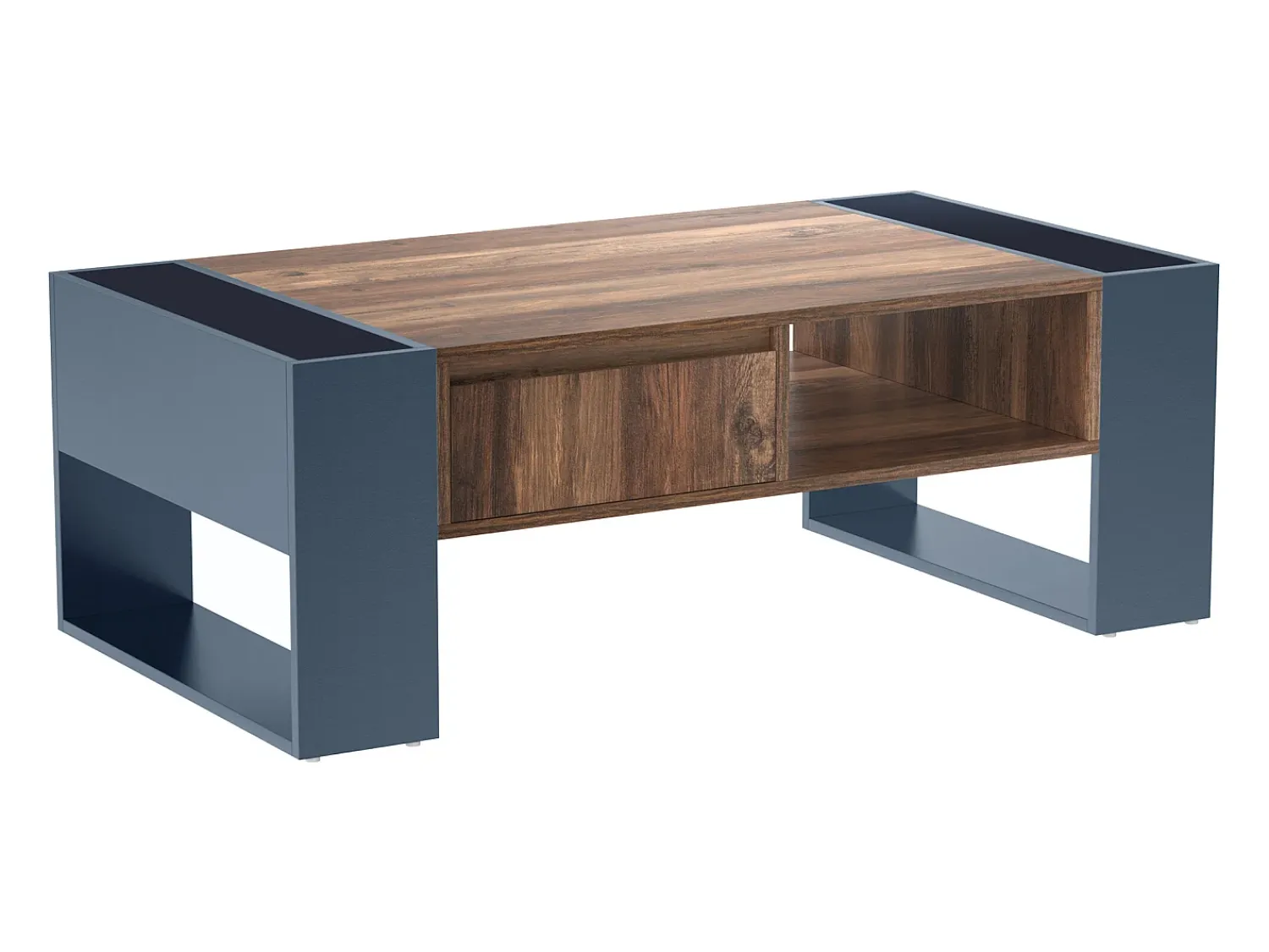 ModernLuxe Mesa de centro com uma gaveta - estilo industrial - Castanho e Preto^ Mesa De Centro