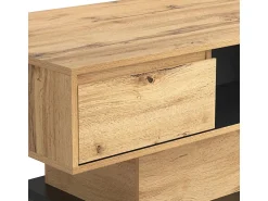 ModernLuxe Mesa de centro com uma gaveta e nicho - estilo industrial - Natural^ Mesa De Centro