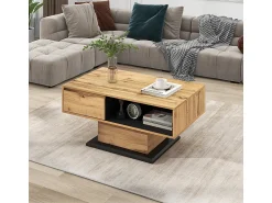 ModernLuxe Mesa de centro com uma gaveta e nicho - estilo industrial - Natural^ Mesa De Centro