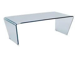 Outlet Vente-unique Mesa de centro conceptual em vidro temperado curvo SUZANA Transparente