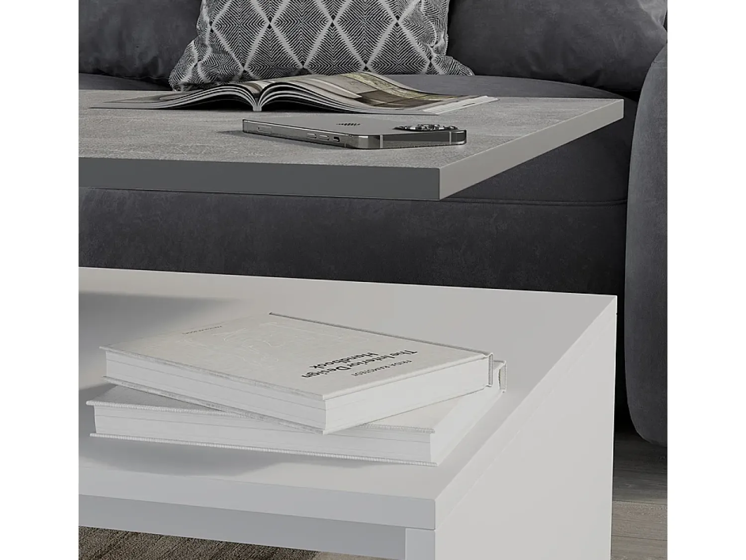 Mesa De Centro*Vicco Mesa de centro concreto/branco 90x52.6x42.2 amato Cinzento claro