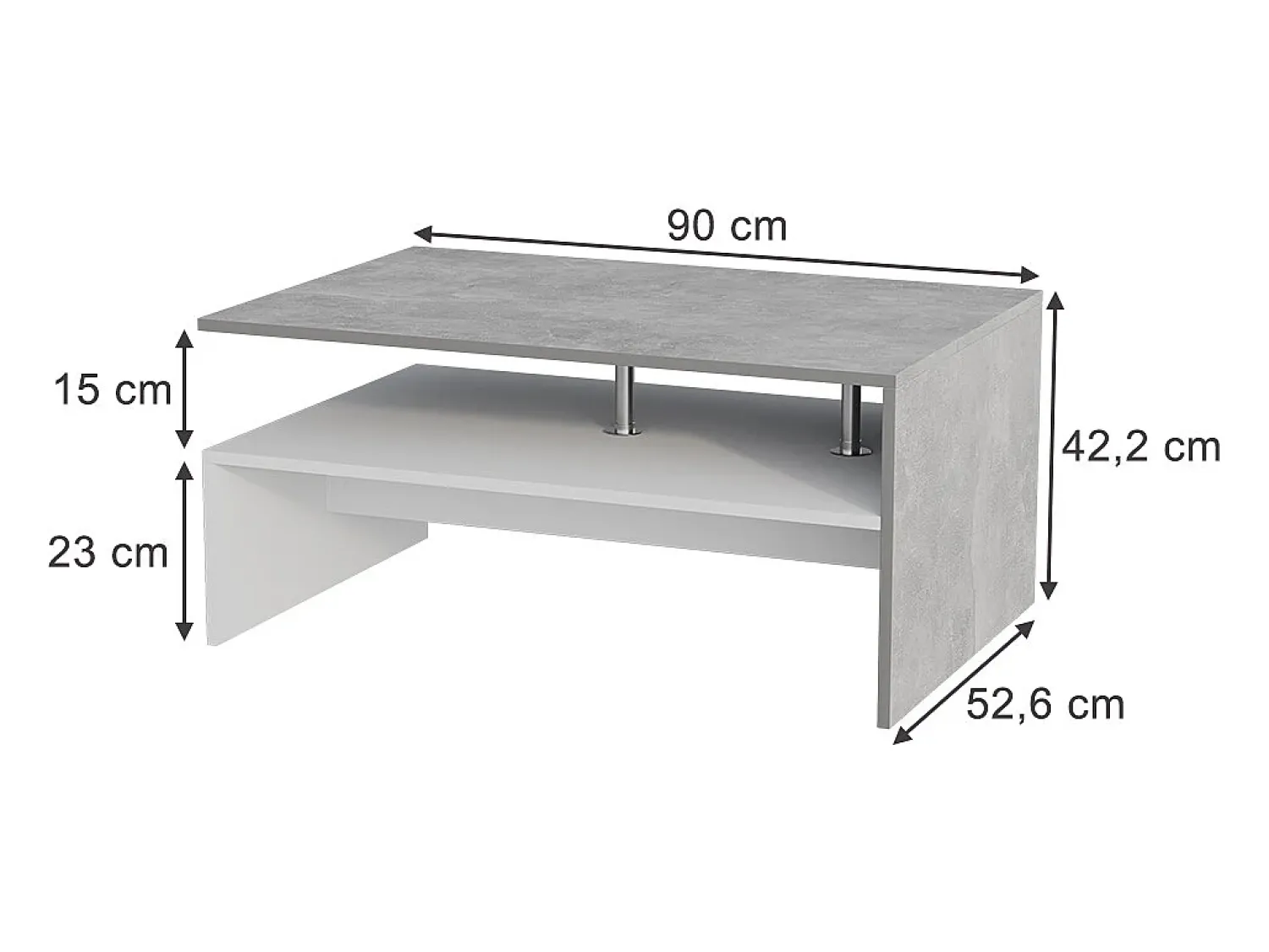 Mesa De Centro*Vicco Mesa de centro concreto/branco 90x52.6x42.2 amato Cinzento claro
