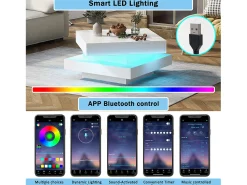Mesa De Centro|ModernLuxe Mesa de centro contemporânea com LED em 16 cores - formato quadrado - Branco