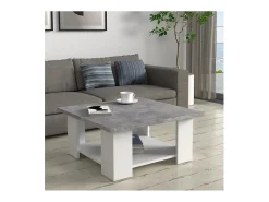 Outlet DKD Home decor Mesa de centro contemporânea branca e concreto claro, Pilvi, L67 cm Cinzento claro / Branco