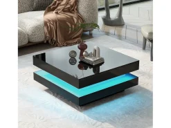 Mesa De Centro*ModernLuxe Mesa de centro contemporânea com LED em 16 cores - formato quadrado - Preto