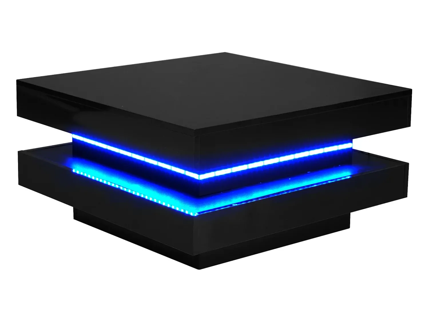 Mesa De Centro*ModernLuxe Mesa de centro contemporânea com LED em 16 cores - formato quadrado - Preto