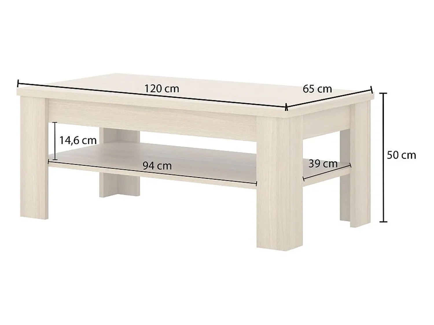 Mesa De Centro|Meublorama Mesa de centro COPA – 120x50x65 cm – Carvalho elegante – Design escandinavo Castanho