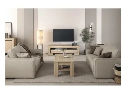 Mesa De Centro|Meublorama Mesa de centro COPA – 120x50x65 cm – Carvalho elegante – Design escandinavo Castanho